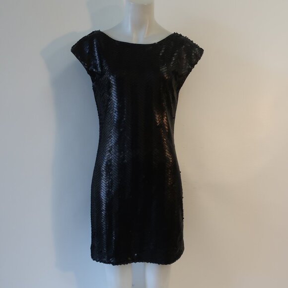 NWT Womens Rachel Zoe Black Sequin Shell Dress Sz 6 - Picture 1 of 15